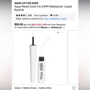 Makeup forever aqua resist color ink matte snow eyeliner